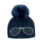 Mitchie's Matchings Aviator Knitted Hat with Fox Fur Pom