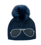 Mitchie's Matchings Aviator Knitted Hat with Fox Fur Pom