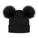 Mitchie's Matchings Knitted Hat with Mickey Mouse Fox Fur Poms Women's