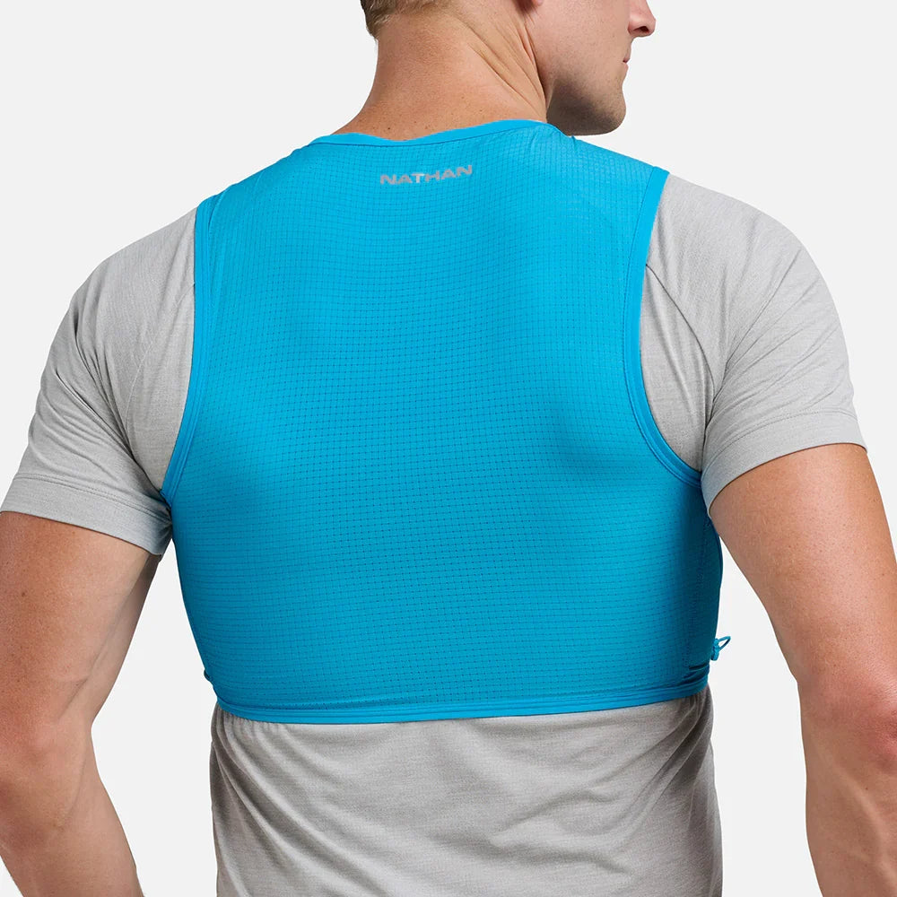 Nathan AeroZip 1 Liter Hydration Race Vest, Electric Blue/Reflective Silver.