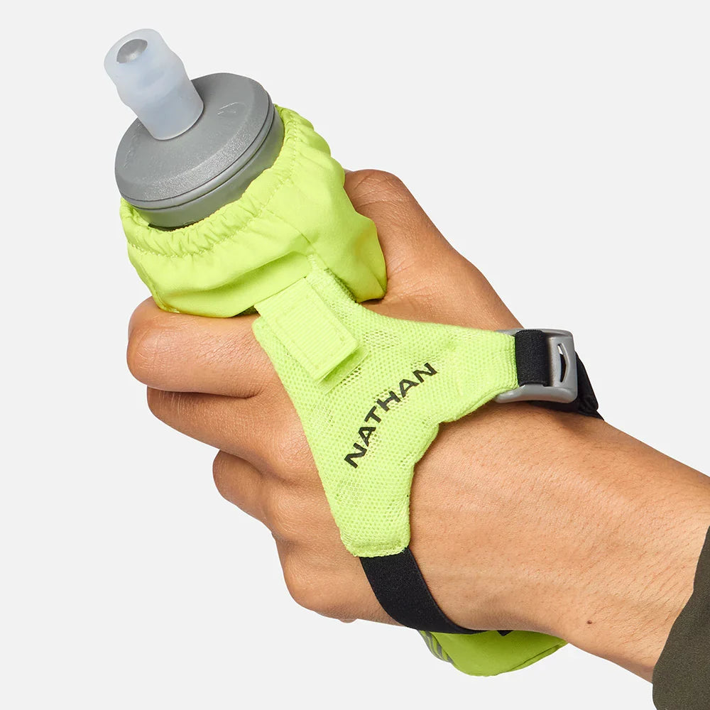 Nathan HyperNight Pinnacle Soft Flask 14 oz, Hi Viz Yellow/Hex Print.