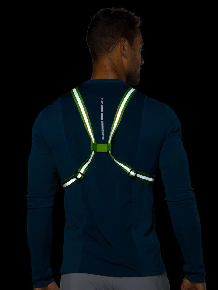 Nathan HyperNight Reflective Vest Lite, Safety Yellow, rear view.