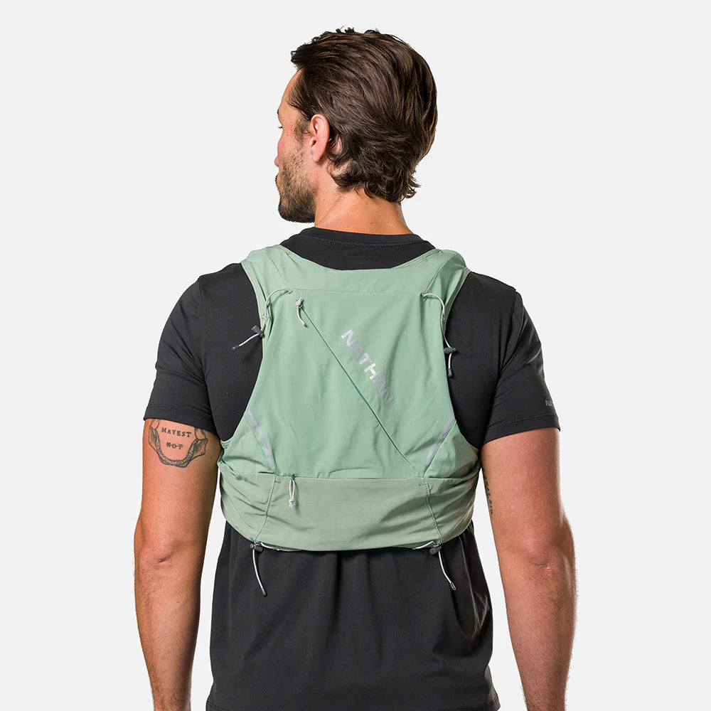 Nathan Pinnacle Pro 12 liter hydration race vest. Sage Green