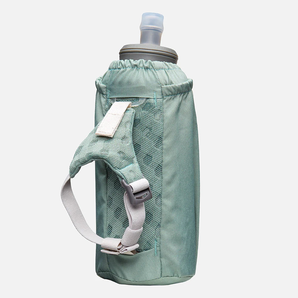 Unisex Nathan Pinnacle Soft Flask Insulated Handheld 18oz. Green. Back view.