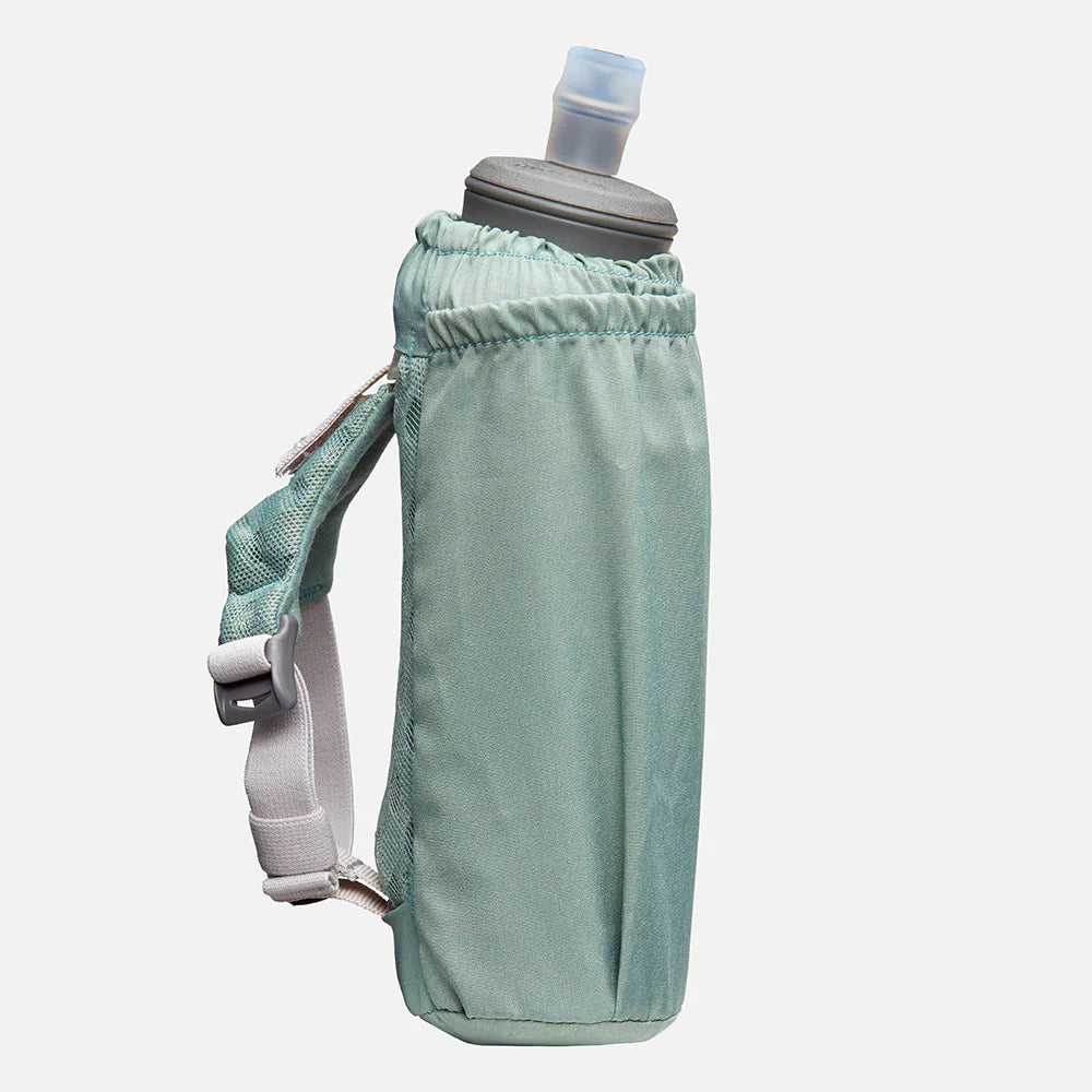 Unisex Nathan Pinnacle Soft Flask Insulated Handheld 18oz. Green. Side view.