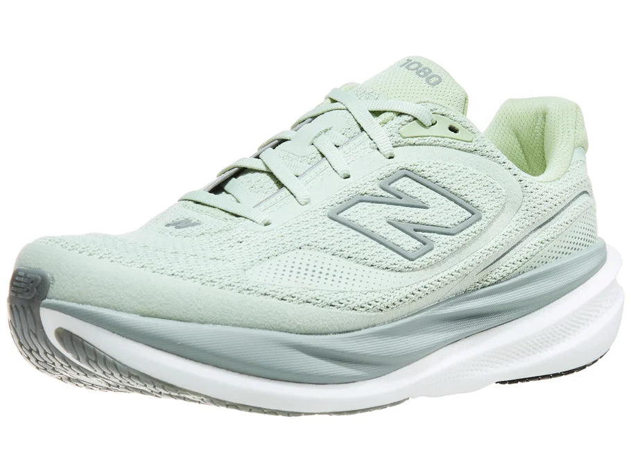 New Balance 1080 v15 men's running shoe in Silver Moss/Bayberry — angled view