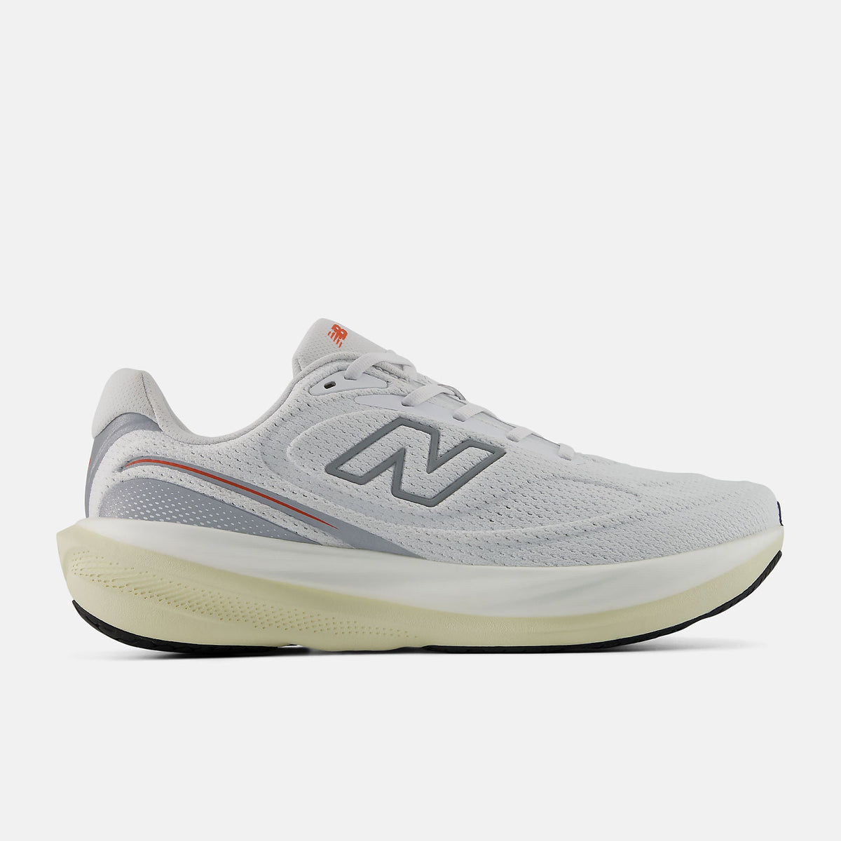 New Balance 1080 v15 men's running shoe in White/Neo Flame — lateral view