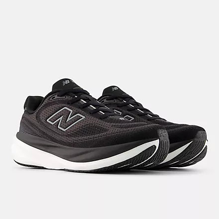 New Balance 1080 v15 women's running shoe in Black/Slate Grey — angled view