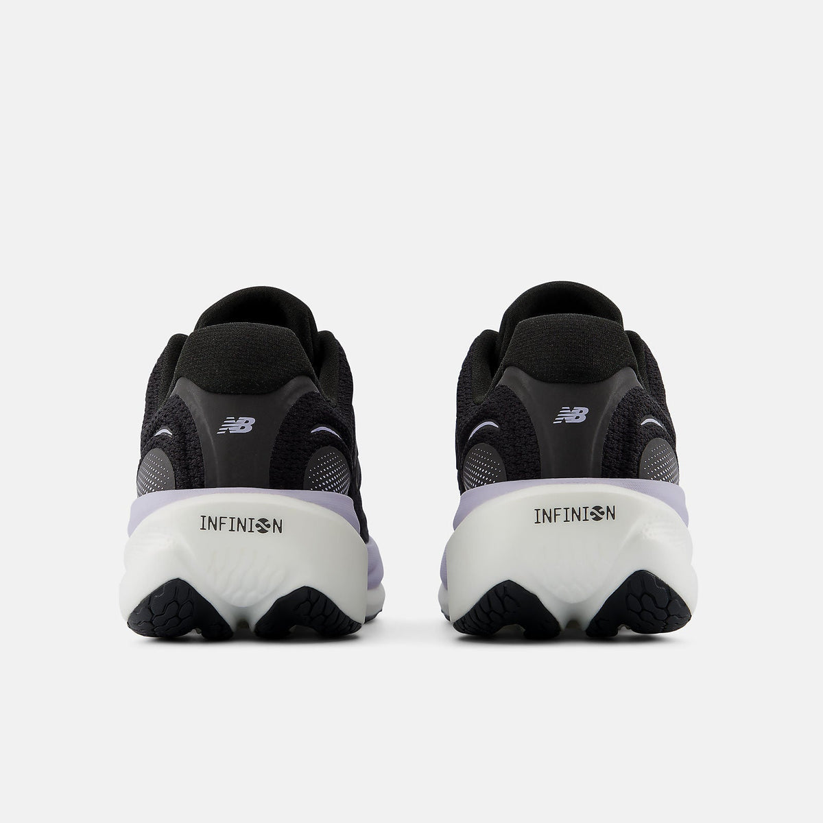 New Balance 1080 v15 women's running shoe in Black/Smoked Violet — rear view