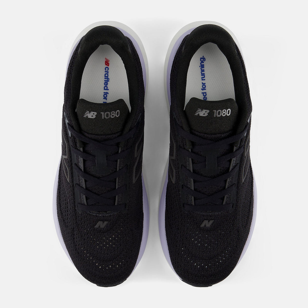 New Balance 1080 v15 women's running shoe in Black/Smoked Violet — top view