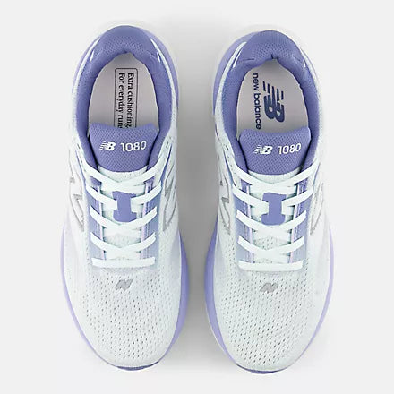 New Balance 1080 v15 women's running shoe in Glint Blue/Silver Metallic/Fairweather Blue — top view