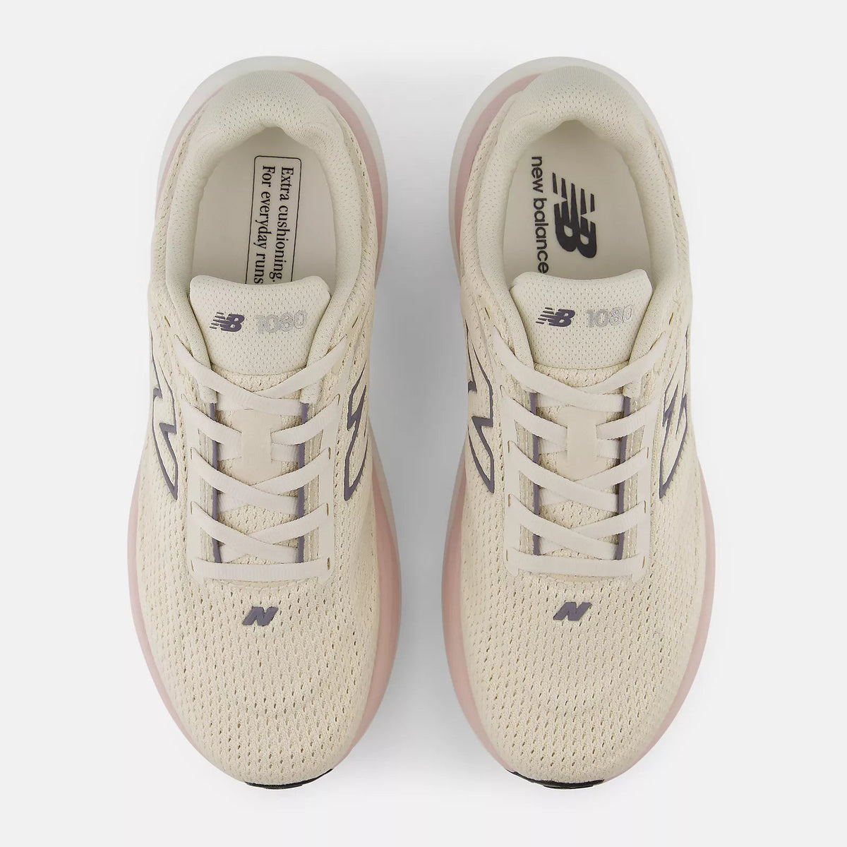 New Balance 1080 v15 women's running shoe in Timberwolf/Neptune Grey — top view