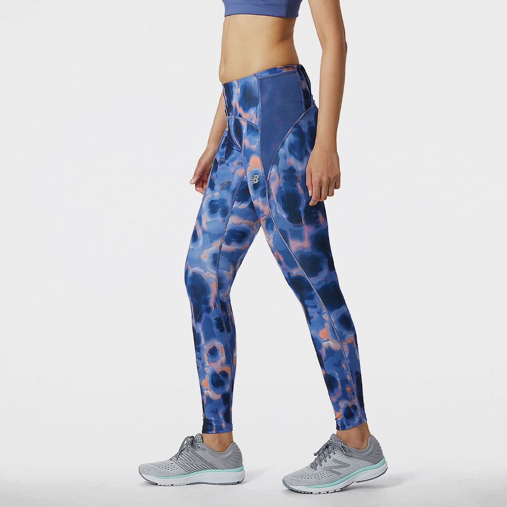 Women's New Balance Impact Tights. Multicolored. Lateral view.