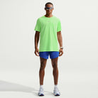 Men's Nike Stride Aero-Fit Short Sleeve Running Shirt in Volt/Light Silver, alternate front view.