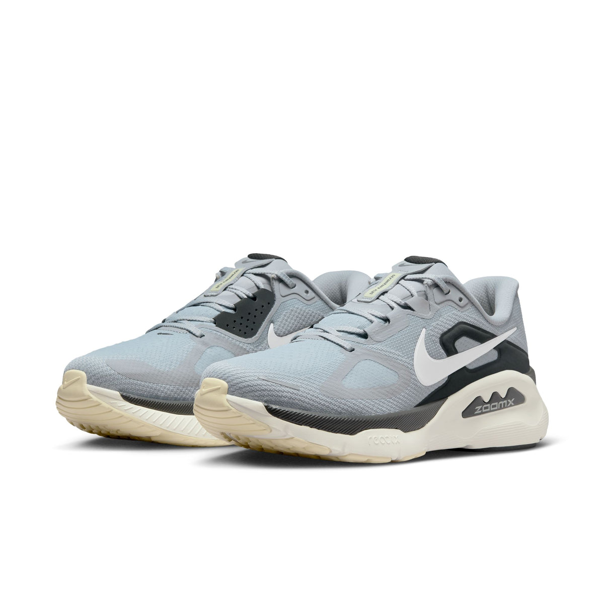Men's Nike Structure Plus. Grey upper. Cream midsole. Lateral view.