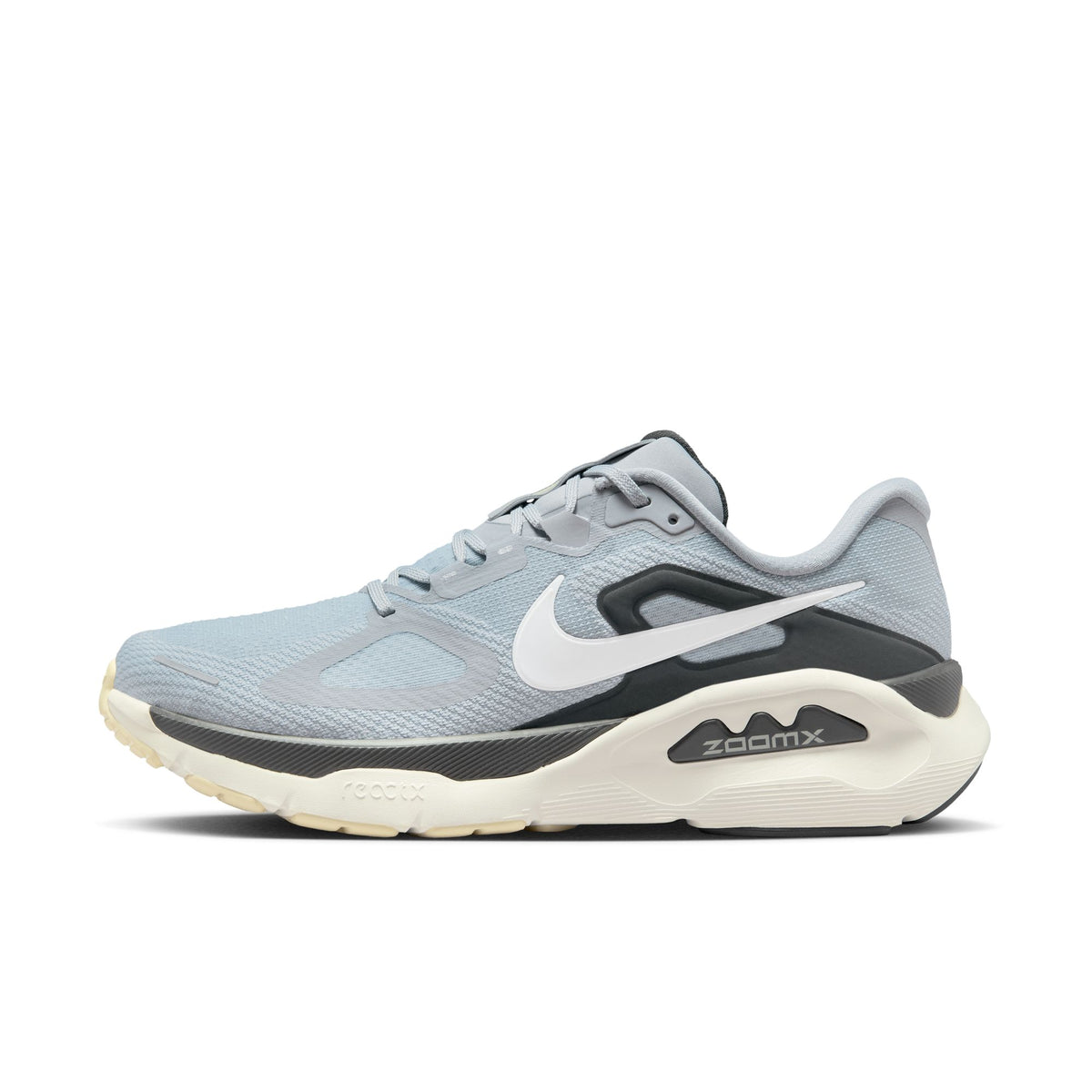 Men's Nike Structure Plus. Grey upper. Cream midsole. Lateral view.