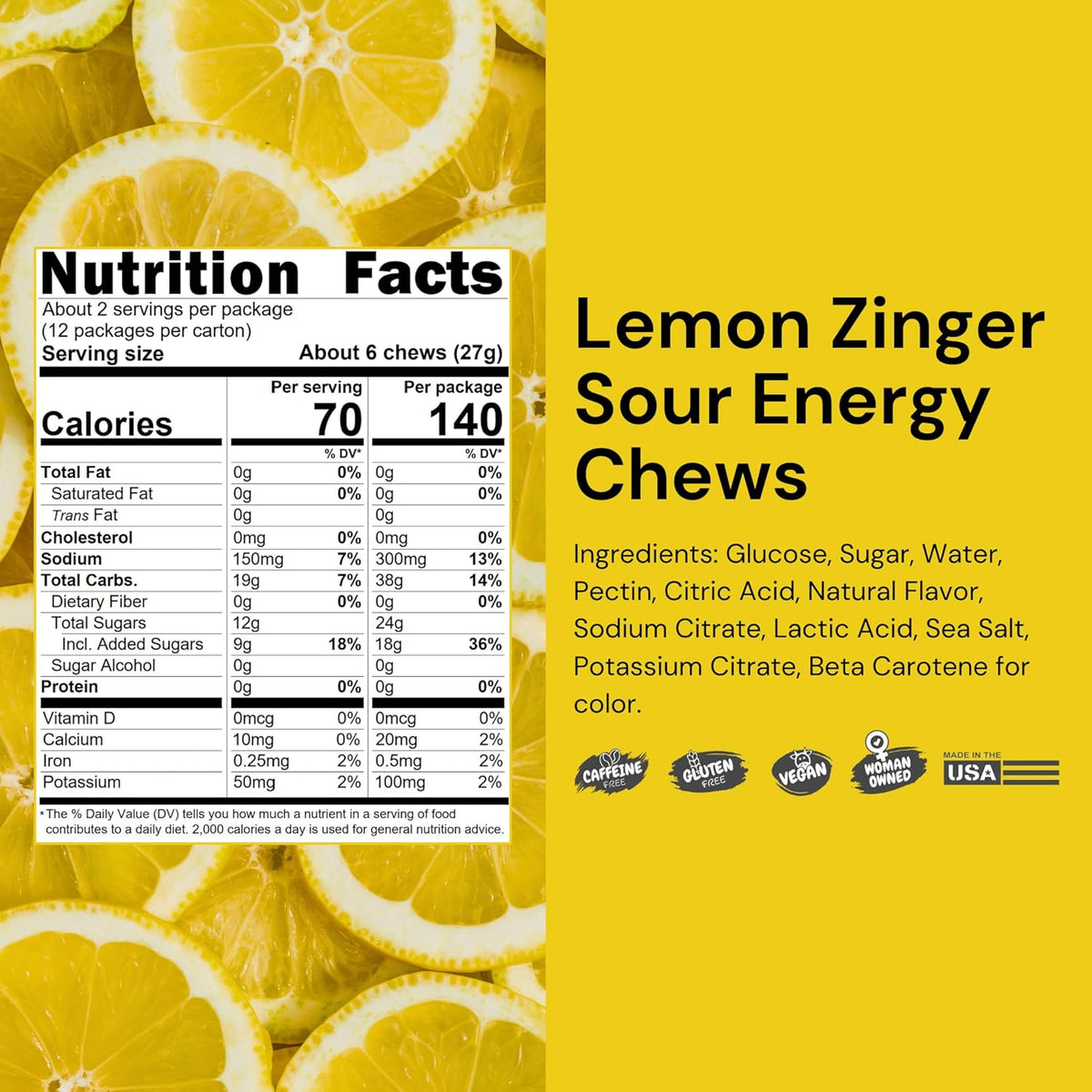 noogs Sour Energy Chews Lemon Zinger 1.9 oz product image