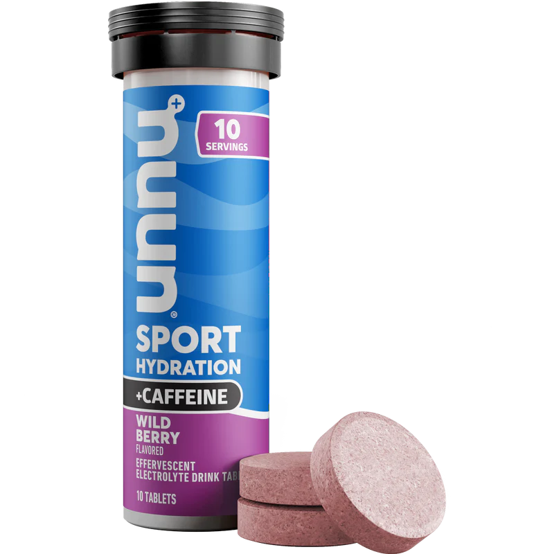 nuun sport + caffeine single tube. Wild Berry.