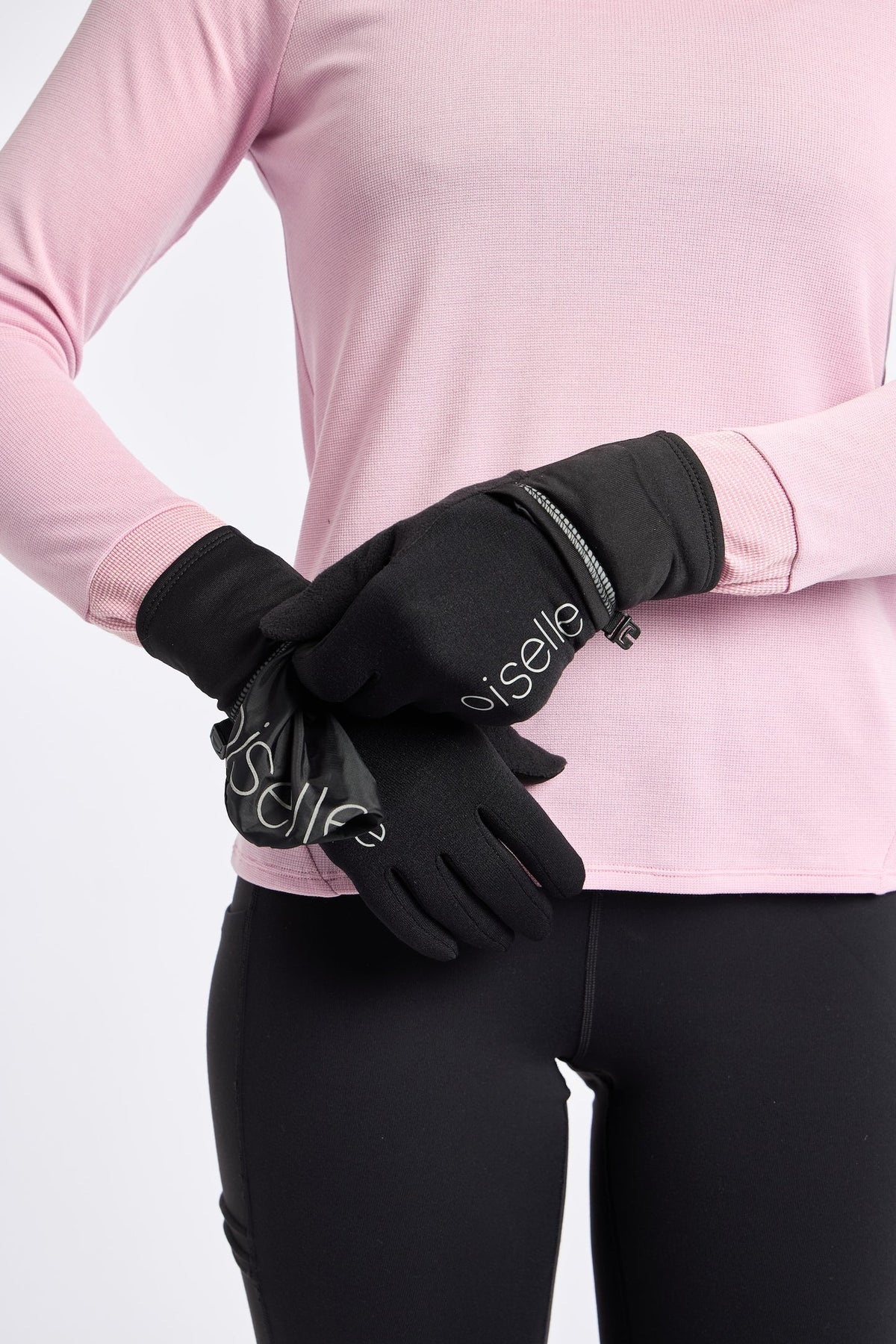 Women's Oiselle Bad Weather Gloves. Black.