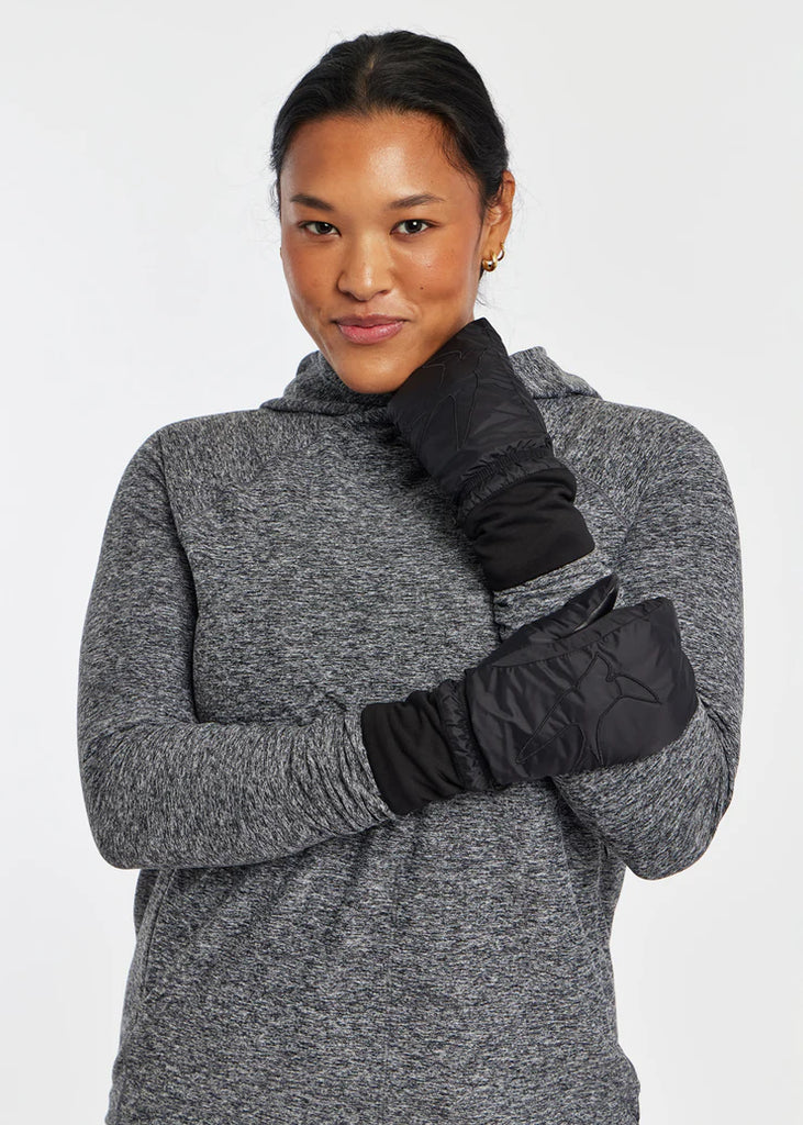 Women's Oiselle Puff Mittens. Black