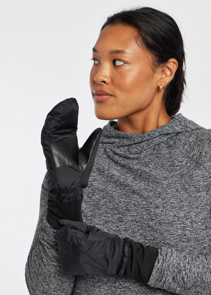 Women's Oiselle Puff Mittens. Black
