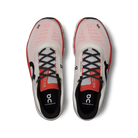 Men's On Cloudmonster 2 — Undyed/Flame. Top view of both shoes, orange accents and mesh upper.