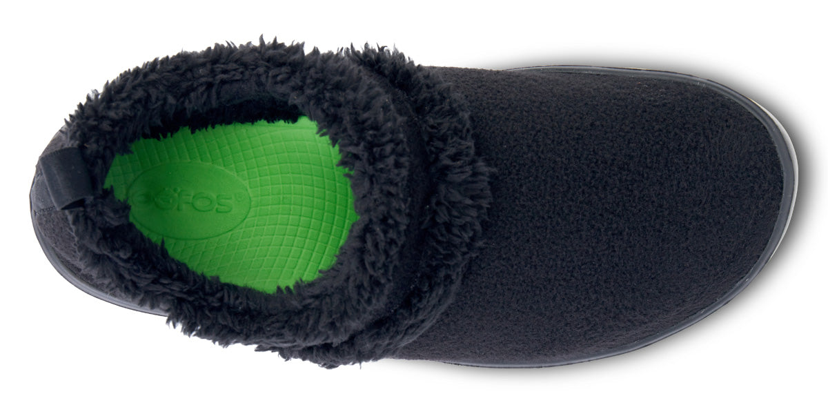 Oofos OOcoozie Low. Black. Top view.