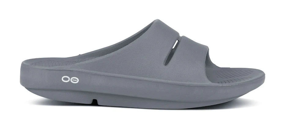Unisex Oofos OOahh Slide Slate lateral view