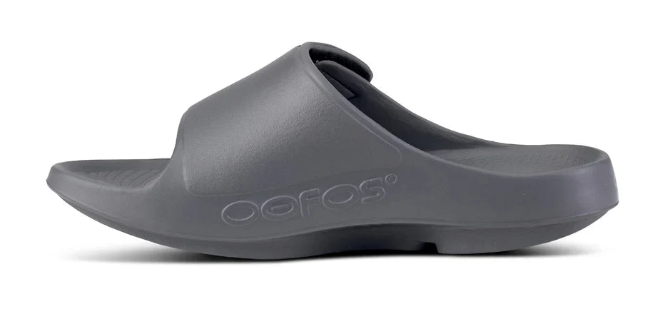 Unisex Oofos OOahh Sport Flex Slide Slate medial view