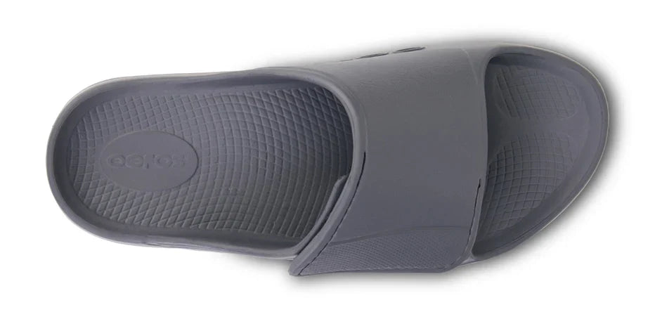 Unisex Oofos OOahh Sport Flex Slide Slate top view
