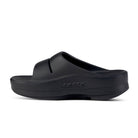 Womens Oofos Oomega Ooahh. Black. Medial view.