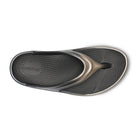 Women's OOFOS OOmega OOlala Luxe Sandal in Latte Fade. Gold and black. Top view.