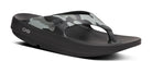 OOFOS OOriginal Sport Sandal in Night Camo. Camo upper and black midsole. Lateral view.