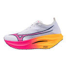 Mizuno Wave Rebellion Pro 3 unisex racing shoe in White/Tang Orange