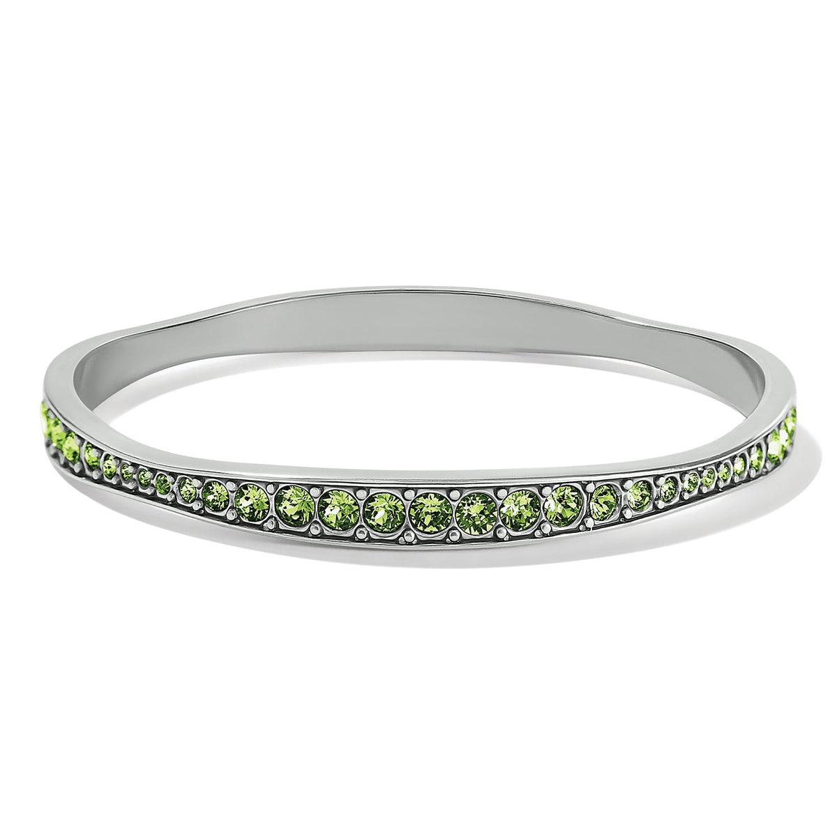 Brighton Light Hearted Crystal Bangle in Green