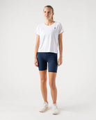 Women's rabbit EZ Cropped Tee. White. Front view.