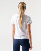 Women's rabbit EZ Cropped Tee. White. Rear view.