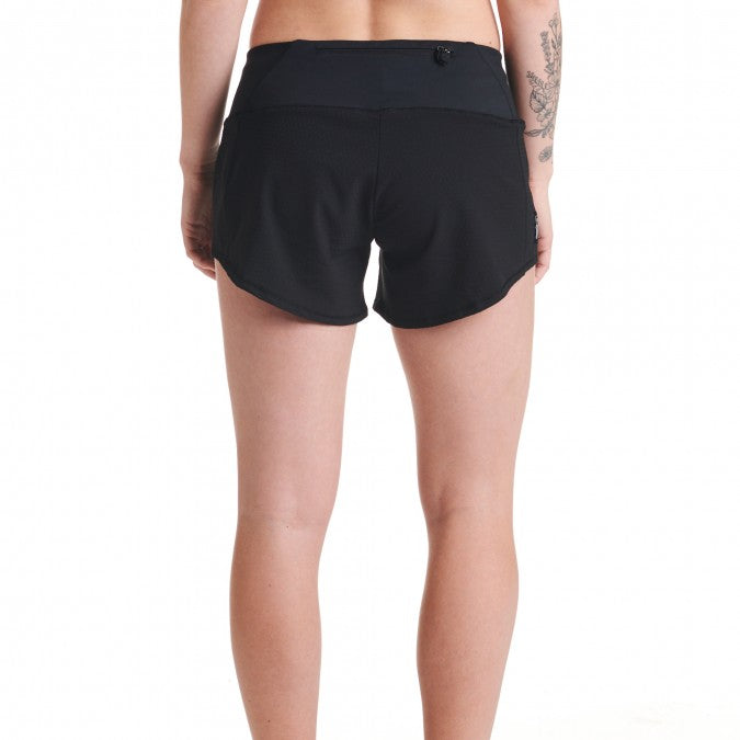 Oiselle Roga Shorts. Black. Rear view.