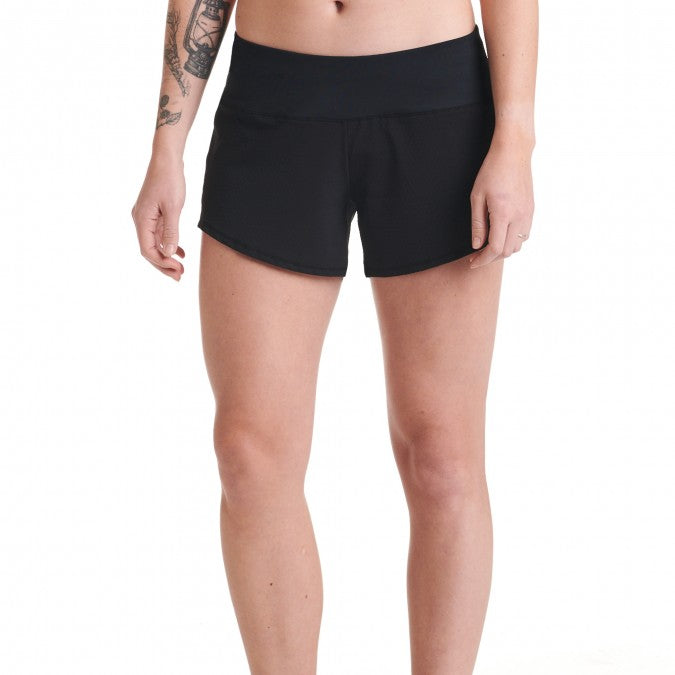 Oiselle Roga Shorts. Black. Front view.