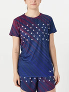 Women's Mizuno Patriot Short Sleeve. Red/White/Blue. Front view.
