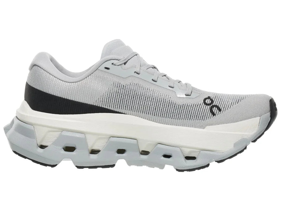 Women's On Cloudmonster Hyper. Light Grey upper. White midsole. Medial view.