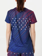 Women's Mizuno Patriot Short Sleeve. Red/White/Blue. Rear view.