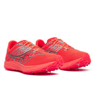Saucony Kilkenny XC 10 in ViziRed/Silver – lateral view.