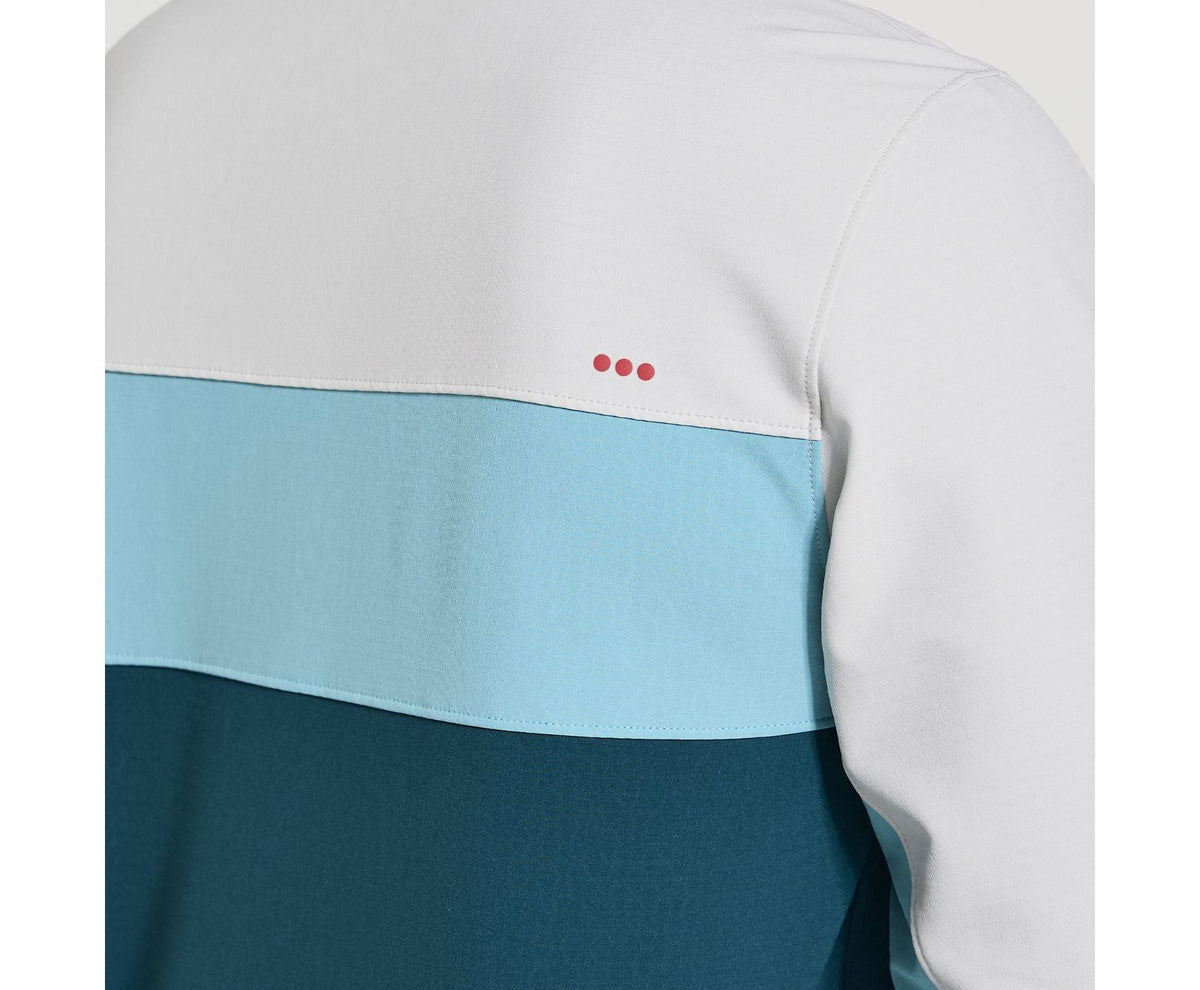 Men's Saucony Bluster Jacket. White/Green. Rear view.