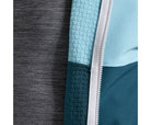 Men's Saucony Bluster Jacket. White/Green. Zipper closeup.