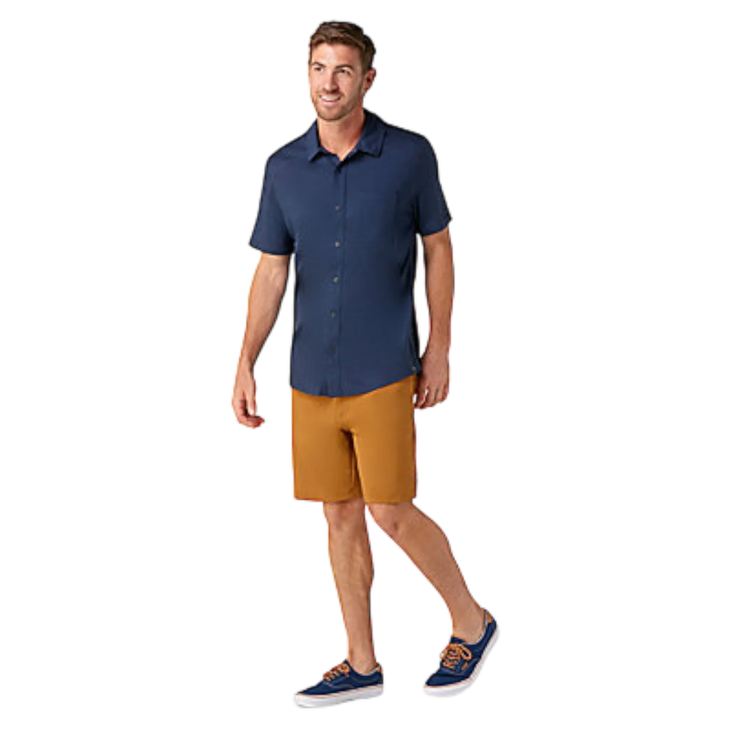 Smartwool Short Sleeve Button Down Shirt | Dark Blue | Front/Lateral View