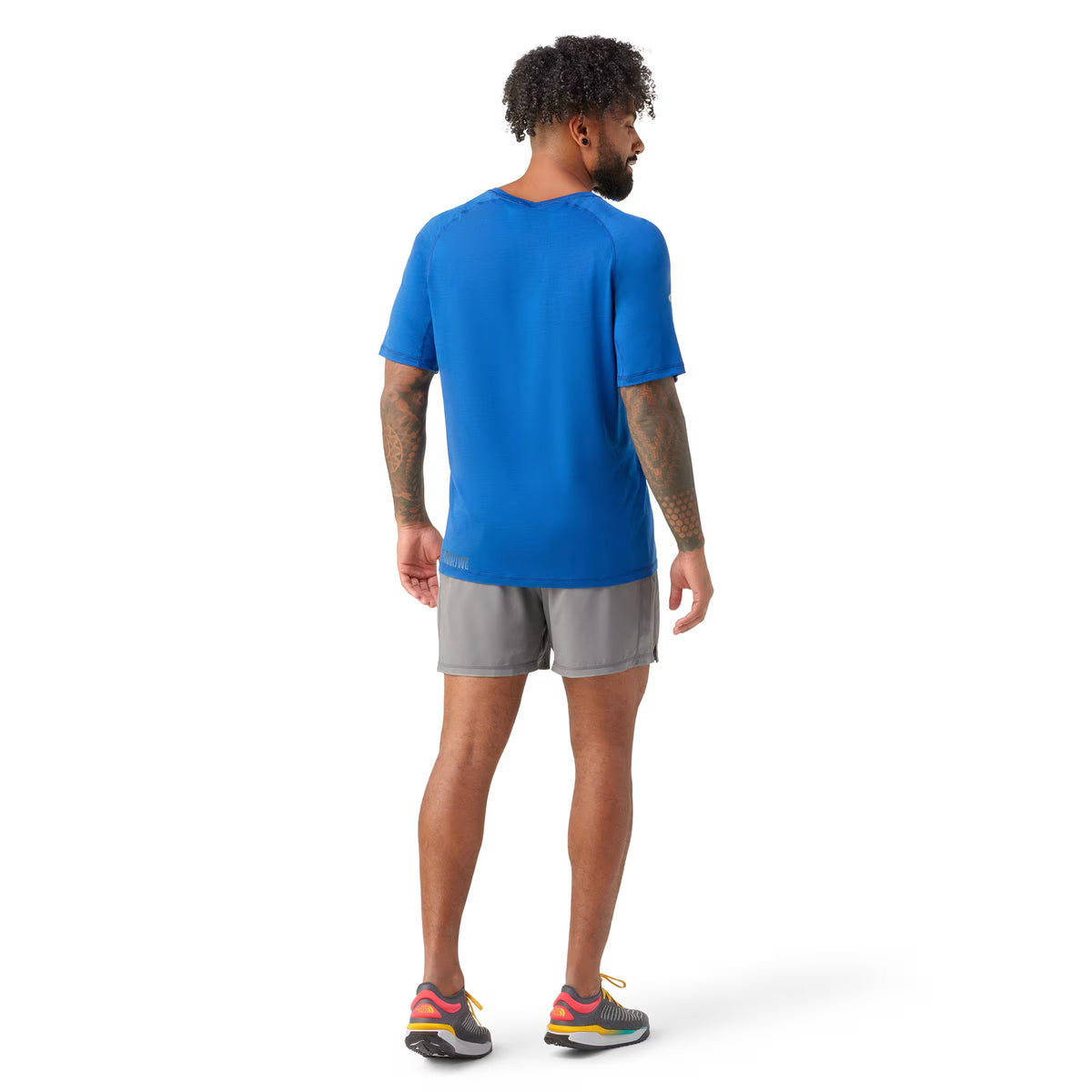 Smartwool Active Short Sleeve | Blue | Graphic Font | Go far feel good | Rear View