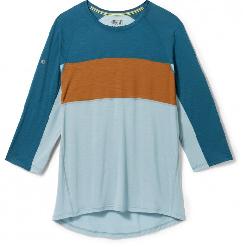 Smartwool Ultralite Mountain Bike Long sleeve shirt | Multi-colored | Blue, Orange and Light Blue | Front View
