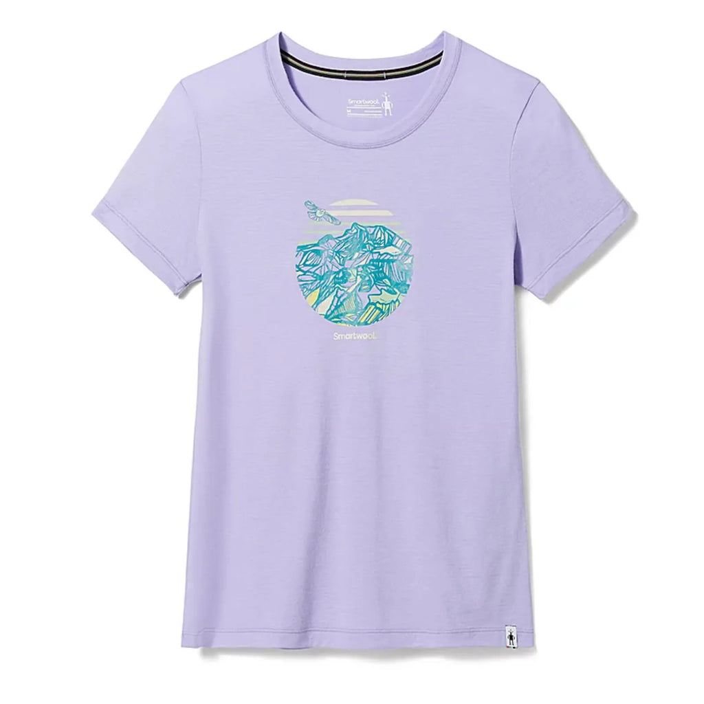 Smartwool Short Sleeve Shirt| Womens | Pink Graphic| Mountain |Front View