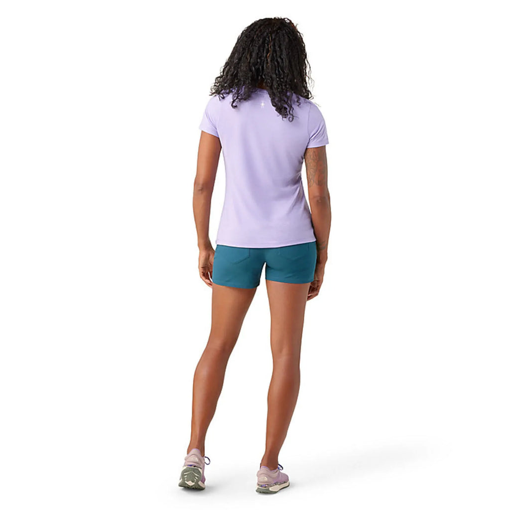 Smartwool Short Sleeve Shirt| Womens | Pink Graphic| Mountain |Rear View